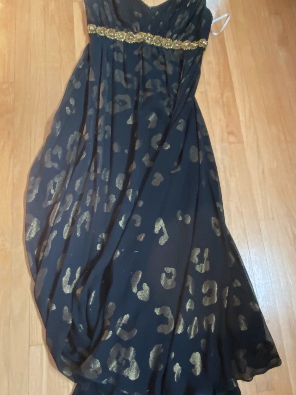 Black and Gold Metallic Print gown